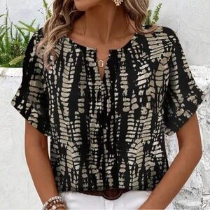 Chic Black and Cream Women's Top